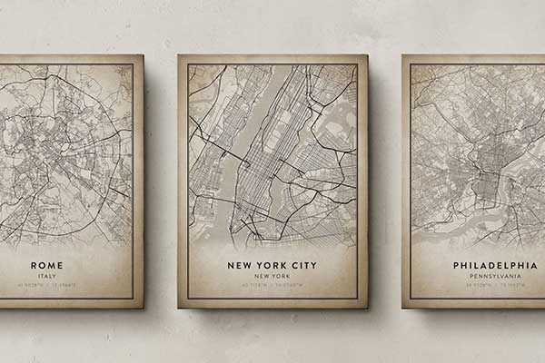 Custom City Map Canvases